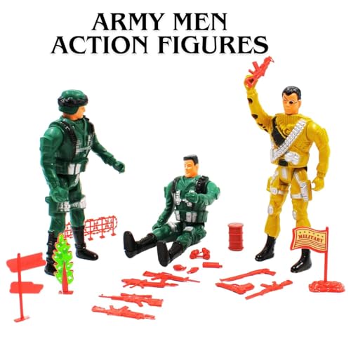 Image of Realistic Moveable Military Soldiers Action Figures Toys Playset for Kids 3+|2Pcs Special Force with 7PCS Army Accessories Toyset for Boys and Girls Decoration Item Birthday Gift for Children