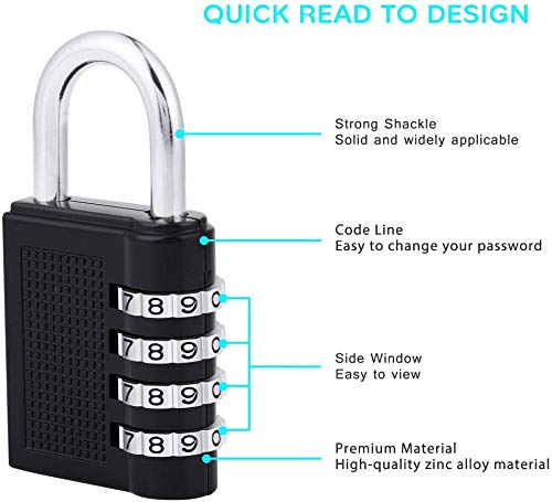 Image of Pumelo 4-Digit Combination Padlock Locks for School Gym Locker, Sports Locker, Fence, Toolbox, Case, Outdoor, Fence, Hasp and Storage (Red)