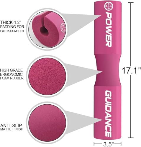 Image of POWER GUIDANCE Barbell Squat Pad - Neck & Shoulder Protective Pad - Great for Squats, Lunges, Hip Thrusts, Weight Lifting & More - Fit Standard and Olympic Bars Perfectly (2#Pink)