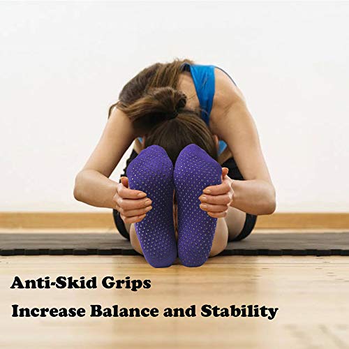 Meias femininas antiderrapantes com barra da Gripper Pilates – 2 pares de meias antiderrapantes anti