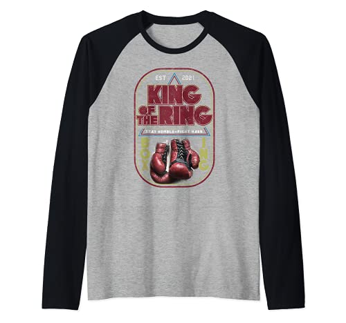 Boxing Vintage Retro Style King of the Ring Boxer Gloves Camiseta Manga Raglan