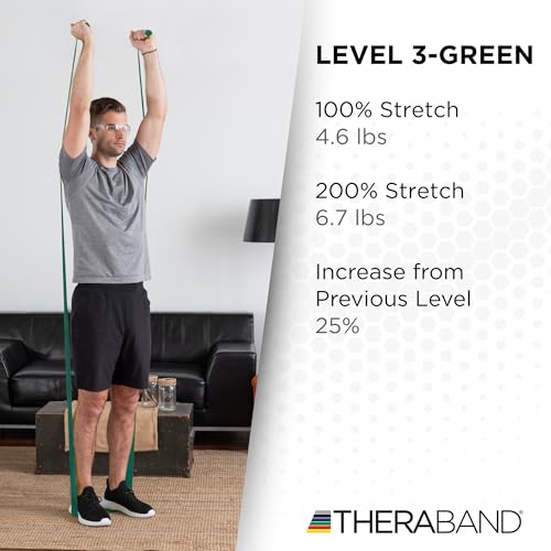 THERABAND Resistance Band, Green, Heavy, 50-Yard Roll, Latex-Free, Elastic Band for Exercise, Physical Therapy, Yoga, Pilates, Stretching, Home Workouts, Cut-to-Length, Color-Coded Levels