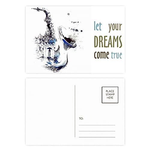 Cartes postales saxophone et aquarelle : lot de 20 illustrations Dream Come True pour mélomanes