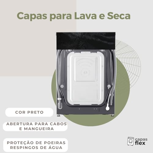 CAPA PARA LAVA E SECA MIDEA 10,5KG HEALTHGUARD TRANSPARENTE FLEX (Preto) #5