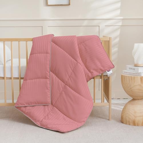 Image of ZPECC Toddler Down Alternative Comforter, 39x47 Hypoallergenic Baby Blanket Quilt, Soft Breathable Lightweight All Season Kids Duvet Insert for Crib Stroller Cot Daycare, Dusty Rose