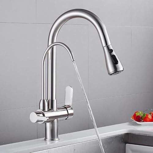 Robinet de cuisine 3 voies noir orientable avec douchette spray LWX
