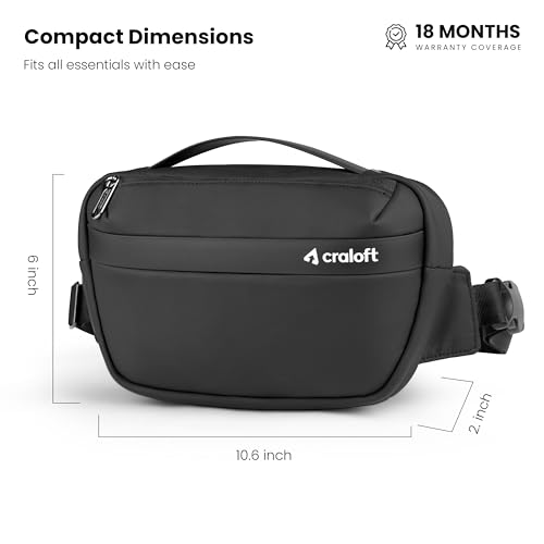 Image of CRALOFT Travel Waist Pouch Fanny Bag for Men & Women, Water-Resistance EVA 600GSM Polyster Crossbody Bag for Man & Woman, Stylish Chest Bag for Mobile Money Passport
