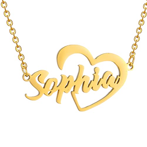 RWQIAN Prénom Personnalisé Collier Acier Inoxydable Nom Personnalisé Chaîne Femmes Personnaliser Bijoux aimer colliers prénom Argent/Or/Or rose