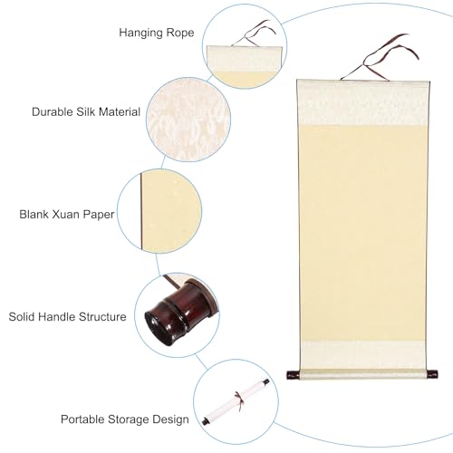 PATIKIL Rolo de papel Xuan de 88 x 40 cm, pacote com 2 rolos de seda meio cru maduros em branco para