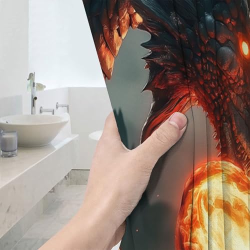 Rideau de douche feu dragon 150x180 cm imperméable - 5