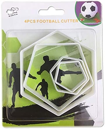 SAKOLLA Soccer Ball Cookie Cutter, Hexagon Cookie Cutter, Football Cake Decorations - 4 Sizes Biscuit Cutters/Sandwiches Cutter/Pastry Cutters
