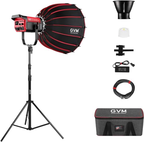 GVM 300W LED Video Light with Softbox, Bi-color LED Photography Lighting for Studio and Cinema, Studio Lights 65000 Lux/m with App and DMX Control, 2700K-6800K, 12 Light Scenes Photography Light GVM 300W LED Video Light with Softbox, Bi-color LED Photography Lighting for Studio and Cinema, Studio Lights 65000 Lux/m with App and DMX Control, 2700K-6800K, 12 Light Scenes Photography Light
