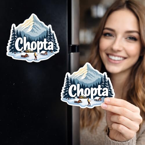Image of Naxon Chopta Uttarakhand Theme Souvenir Wooden Fridge Magnet | Mini Switzerland of India Himalayan Design 3x3 Inch Refrigerator Magnet for Kitchen & Home Decor | Travel Gift from Chopta | Pack of 1