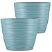 Produktbild TYMAR Blumentopf, 2er-Pack, runde Form, Pflanzgefäß, Pflanzkübel für Innen, Pflanztopf aus Kunststoff, Leichter, Doppelpack,mit 3D-Wellendesign ( 13 cm, Türkis)