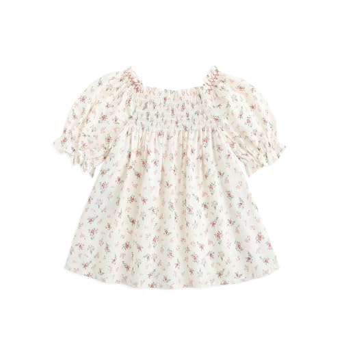 Image of Curipeer Toddler Girls Shirt Summer Casual Puff Short Sleeve Blouse Tops for Baby Girl