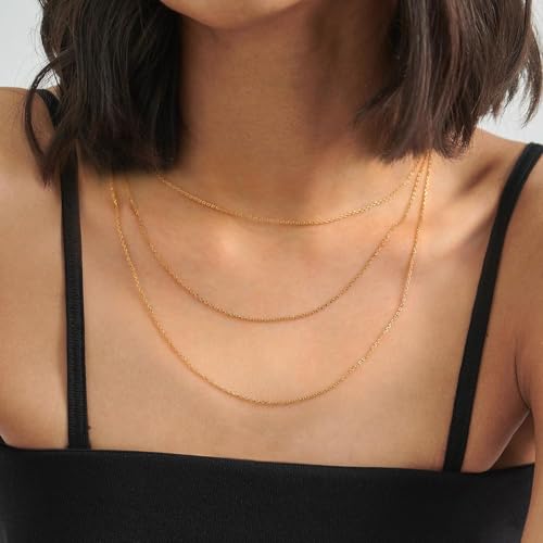 14k Gold Over 925 Sterling Silver Chain Necklace for Women Layering Necklaces 18" 1.6mm Cable Chain Necklace Sturdy & Shiny Women's Gold Chain Necklaces Upgraded Spring-Ring Clasp4