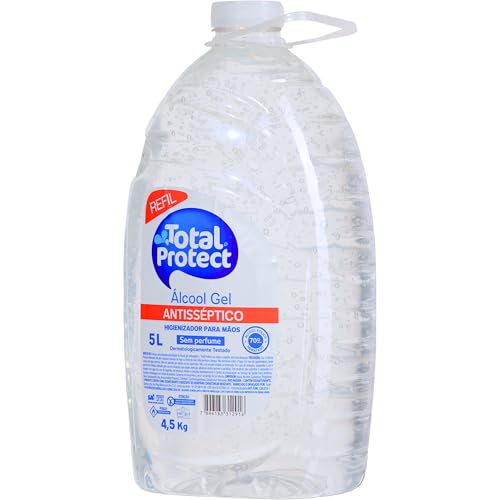 Álcool em Gel para as Mãos, Mata 99,9% dos germes e bactérias, Total Protect, 5 Litros, Transparente