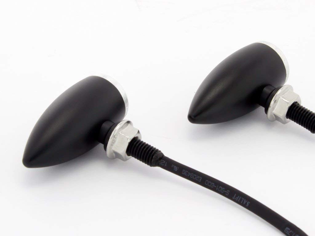 Alchemy Parts Petit Noir & Argent Bullet LED Moto Clignotants Idéal pour Personnalisé Rétro Vintage