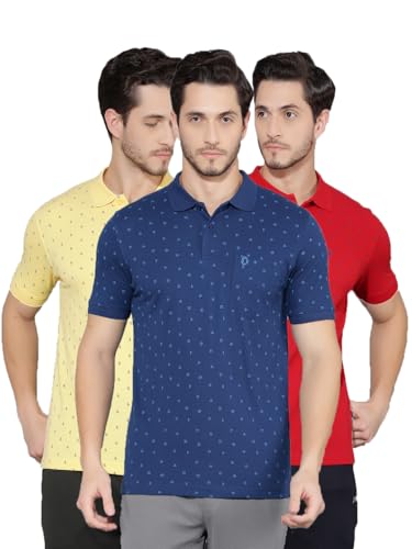 Image of Dollar Cotton Rich Fabric Printed Men's Polo T-Shirt | All-Over Prints | Embroidery Logo Branding on Pocket | Wide Array of Attractive Colours & Prints