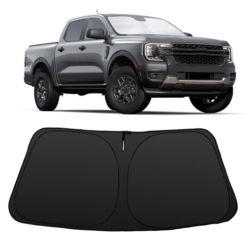 Image of Windshield Sun Shade for 2019-2024 2025 2026 Ford Ranger | Foldable, Full covered for windshield, Block UV Rays, Heat Reduction, Easy to install, Keeps Car Cooler