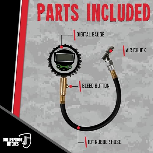 Image of Bulletproof Digital Tire Pressure Gauge 0-200 PSI, Heavy Duty with Reinforced Rubber Hose, LCD Display, Bleed Valve | AAA Batteries Included - for Trucks, RVs, ATVs, Trailers and More