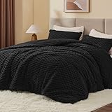 BEDELITE Fluffy King Size Comforter Set - Black Fleece Soft Comforter for King Size Bed, Luxury Warm Bedding Set for Winter, Fuzzy Bed Set 3 Pieces (1 Comforter, 2 Pillowcases)