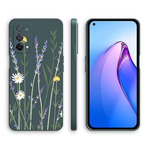 Cover per Oppo A74 5G Oppo A54 5G Custodia Morbido Antiurto Ultrasottile con Motivo Carino Design a Bordo Dritto - Lavender silicone verde