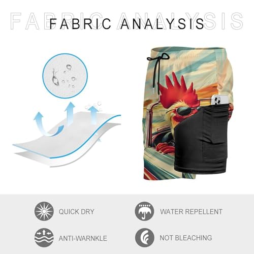 Pantalones cortos de playa para hombre Rooster Driving con bolsillos comodos 7