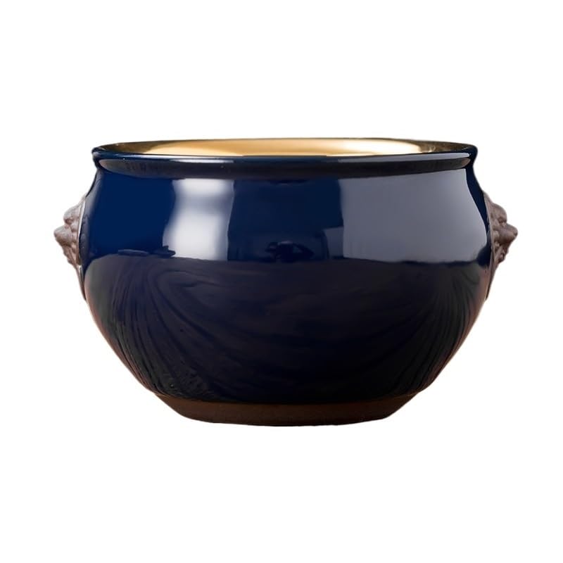 Tazas de té Pequeñas Juego de tazas té cerámica, taza del propietario, tazón grande hecho a mano con borde dorado Taza de té de Kungfu(B)