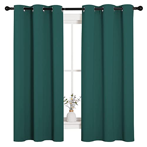 NICETOWN Thermal Insulated Solid Grommet Blackout Curtains/Drapes/Panels for Dining Room (Hunter Green, 1 Pair, 42 by 63-Inch) Hunter Green 42"W x 63"