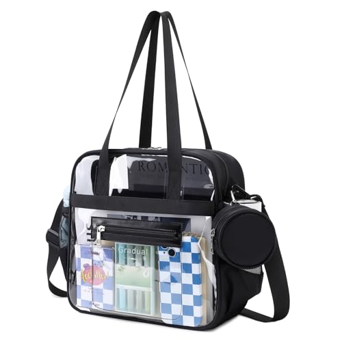 Image of Clear Tote Bag 12x6x12 Stadium Approved Transparent Crossbody Bag with Multi Pockets for Sports Concerts