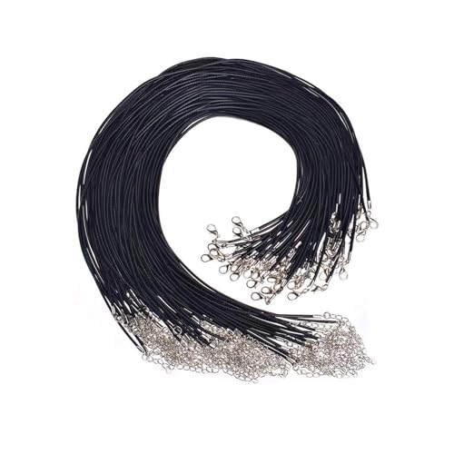 50 Piezas Cuerda de Collar Encerad, Cadena Cuerda con Cierre, para Collares de Algodón Cerado con Cierre a Mosquetón Hacer Joyas de Bricolaje, Añadir Colgantes, Cuentas y Encantos