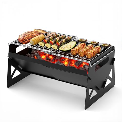 Raynesys Charcoal Grill, Folding Portable Grill, with Carry Bag, Camping Firepit for Outdoor...