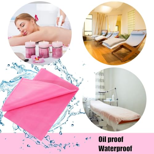 Image of Gypsy 20 Pcs Non-Woven Disposable Bedsheet | 32 x 72 Inc - Pink | Massage Table, Salon, Spa, Parlour, Clinics,Travel, Hospital & Hotels | Thick Breathable,Waterproof & Oilproof Bed Cover
