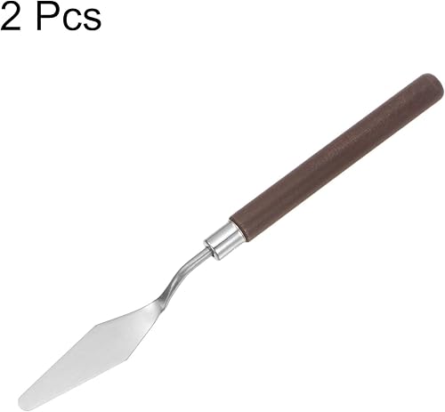 Miniatura 10 de 2 cuchillos de paleta No.5 de 0.551 in de ancho, espátula puntiaguda pequeña de acero inoxidable, cuchillo de paleta de pintura con mango de madera