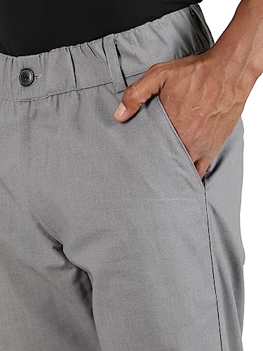 Image of CHKOKKO Men Mid Rise Slim Fit Solid Regular Trouser