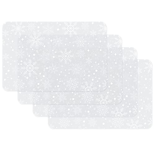 Venilia Tischset Snowflakes weiß-transparent, Platzset für Esszimmer, Telleruntersetzer, Weihnachten Tischdekoration, Weihnachtliche Platzdeckchen, abwischbar, lebensmittelecht, 45 x 30 cm, 4 Stück