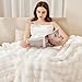 Faux Rabbit Fur Throw Blanket for Couch, Fluffy Warm Plush Thick Bubble Blanket for Bed Sofa Living Room, Soft Cozy Furry Blanket Home Decor, 50x60 inches, Cream White