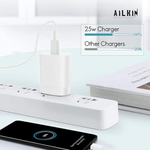 Image of 25W USB-C Fast Wall Charger - Compatible with Samsung Galaxy S23 S22 S21 21 FE S20 A34 M14 M34 M54 M53 M33 M13 - S A M F Series (Adapter Only)| Original Rapid Charging (Black)