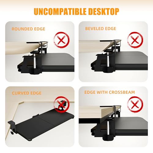Image of ERGOMAKER Keyboard Tray Under Desk 65x30cm Slide-Out for Typing, Black