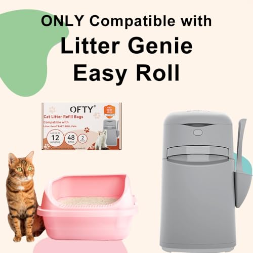 OFTY Recargas de saco Cat Genie: Compatível com o balde de rolo fácil da Litter Genie, sacos de reca