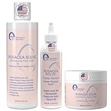 Rosacea Treatment Skincare for Women & Men - Face Wash, Rosacea Cream & Face Serum, Moisturizer Redness Reducing Skin Care with Aloe Vera, Hyaluronic Acid & Fruit Extracts, Made in USA by e70