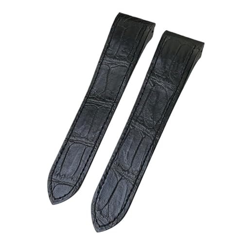 Bracelet montre crocodile 20mm noir compatible avec boîtier Cartier Santos 100