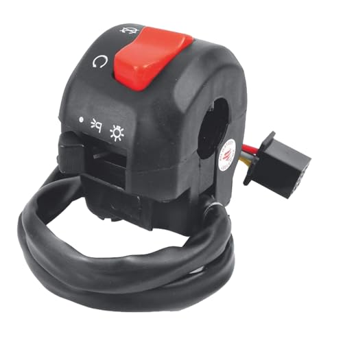 Image of Uno Minda SW-0666T Handle BAR Switch- Right Side (KICK Start) - with Light & Engine Kill Switch - 6 PIN Black Female Coupler for-Royal Enfield-Bullet Electra 350 CC (Drum)