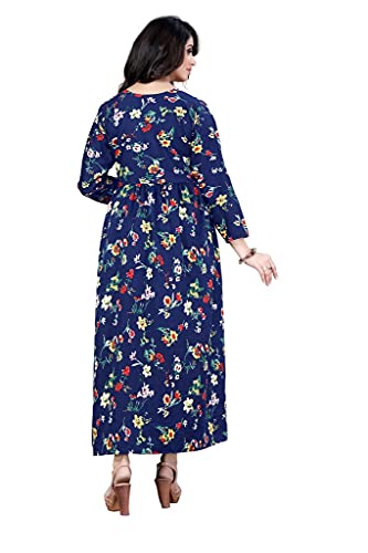 Image of H.E HAMZA ENTERPRISER Printed Crepe Material Brown Western Dress For Women