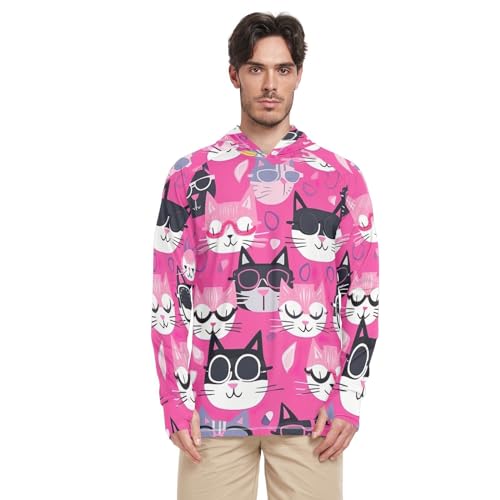 Cute Dog Men's UPF 50+ Sun Shirts Quick Dry Sun Protection Hoodie UV Long Sleeve T-Shirts 1795