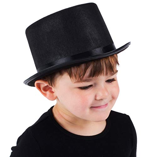 Funny Party Hats Top Hats for Little Kids - Toddler Black Felt Top Hat - Costume Top Hat for Children - Ringmaster - Magician - Lincoln Dress Up