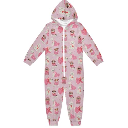 Cute Fashionable Dogs in Clothes Children's One-piece Sleepcoat Long Sleeve Rompers Jumpsuits for Kids Youth 9-11Y Multicolor