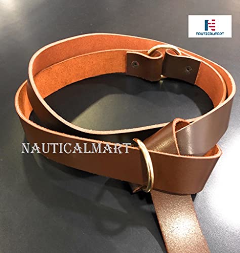 Nauticalmart Medieval-Larp-Reenactment-Viking-Battle Ready Brown Leather Wrap Around Knights Belt 1.5" Wide #TOP2