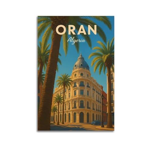 Oran, Algérie Affiche de voyage vintage sur toile Décoration d'intérieur Chambre à coucher Décoration moderne 30 x 45 cm
